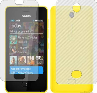 Mobling Front and Back Screen Guard for NOKIA ASHA 501 (Front 9H Hardness Matte & Carbon Fiber Skin for Back)