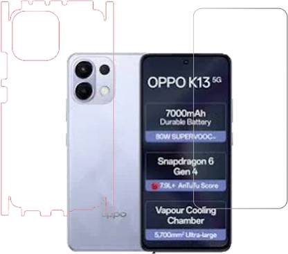 VAYUVAULT Front and Back Screen Guard for OPPO K13 5G, Tempered Glass, Back Screen Guard Glossy finish, Back Screen Guard With Side