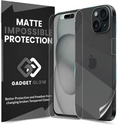 Gadget Glow Front and Back Screen Guard for iPhone 15, Apple iPhone 15, Apple 15, Matte Screen Guard