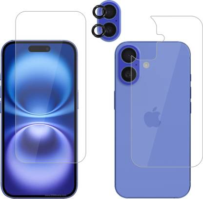 Vatsin Front and Back Tempered Glass for Apple iPhone 16 Plus, Apple iPhone 16 Plus [With Rear Camera Lens Guard]