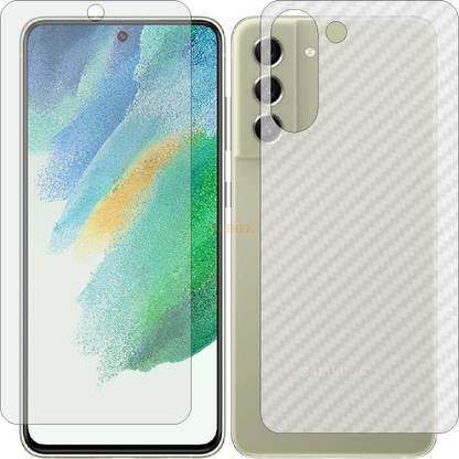 TELTREK Front and Back Tempered Glass for SAMSUNG S21 FE 5G (Front Matte Finish & Back 3d Carbon Fiber)