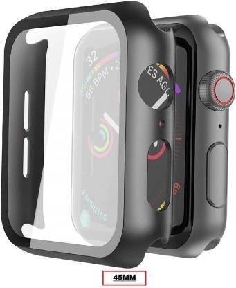 TSHIENTT Front and Back Tempered Glass for Apple Watch Series 8 Series 7 45mm with Tempered Glass Screen Protector & Full Hard Ultra-Thin Scratch Resistant Bumper Protective Cover for iWatch 45mm Accessories