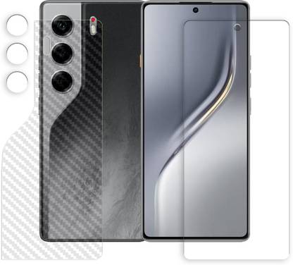 SOMTONE Edge To Edge Tempered Glass for Tecno Camon 40 4G Tempered Glass Screen Protector | Anti-Scratch | Edge to Edge Full Coverage | 9H Hardness (1 FRONT SCREEN GUARD + 1 BACK CARBON FIBER SKIN + 1 CAMERA LENS PROTECTOR)