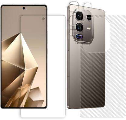 SOMTONE Front and Back Tempered Glass for Infinix Note 50 Pro Plus 5G Tempered Glass Screen Protector | Anti-Scratch | Edge to Edge Full Coverage | 9H Hardness (1 FRONT SCREEN GUARD + 1 BACK CARBON FIBER SKIN + 1 CAMERA LENS PROTECTOR)