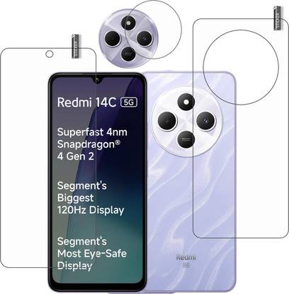 BOMGUARD Front and Back Tempered Glass for REDMl 14C 5G With Camera Lens Protector