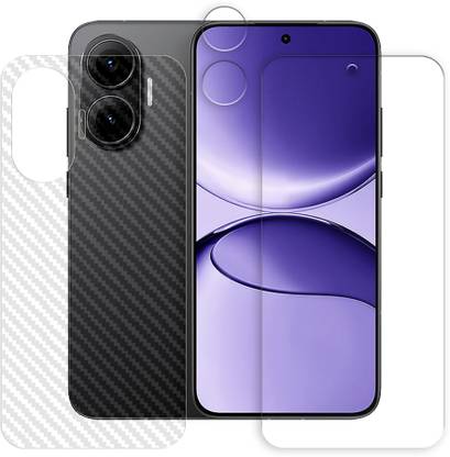 ARBAN Front and Back Tempered Glass for Xiaomi Redmi Turbo 4 Pro 5G Tempered Glass Screen Protector | Anti-Scratch | Edge to Edge Full Coverage | 9H Hardness (1 FRONT SCREEN GUARD + 1 BACK CARBON FIBER SKIN + 1 CAMERA LENS PROTECTOR)