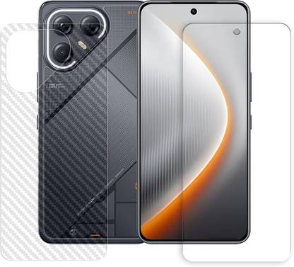 SOMTONE Front and Back Tempered Glass for Tecno Pova 7 Ultra 5G Front Back Tempered Glass Screen Protector | Anti-Scratch | Edge to Edge Full Coverage | 9H Hardness ( 1 FRONT TEMPERED GLASS PROTECTOR + 1 BACK CARBON FIBER SKIN )