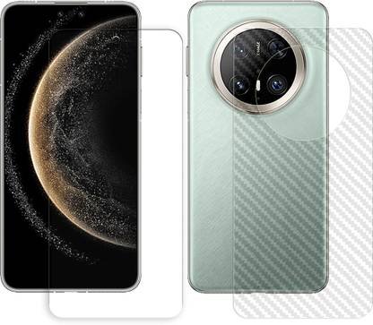 ARBAN Front and Back Tempered Glass for Huawei Mate 70 Pro Plus 5G Tempered Glass Screen Protector | Anti-Scratch | Edge to Edge Full Coverage | 9H Hardness (1 FRONT TEMPERED GLASS AND 1 BACK CARBON FIBER SKIN)