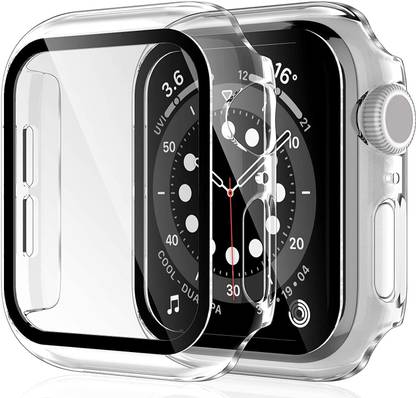TSHIENTT Edge To Edge Screen Guard for Apple Watch 44mm Series 4 built-in Screen Protector With Bumper Case Cover (Clear), Hard Matte Silicone Protection Front Case Cover With Attached Screen Protector Compatible For Apple Smartwatch Se2 / 6 / Se / 5/4 (44Mm) Full Coverage (Clear)