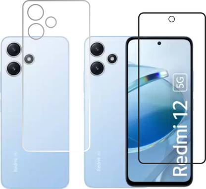JSGROWITTECH Front and Back Tempered Glass for REDMI 12 5G