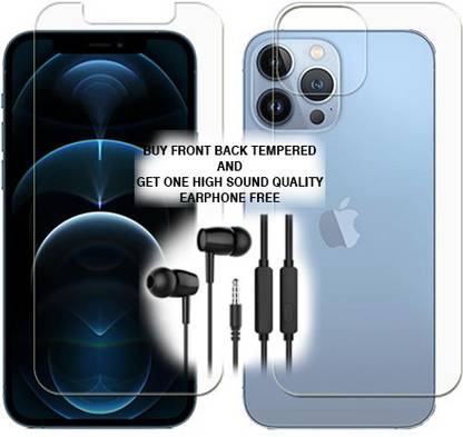 SOMTONE Front and Back Tempered Glass for Apple iPhone 13 PRO MAX FRONT BACK TEMPERED GLASS BUY AND GET EARPHONE FREE