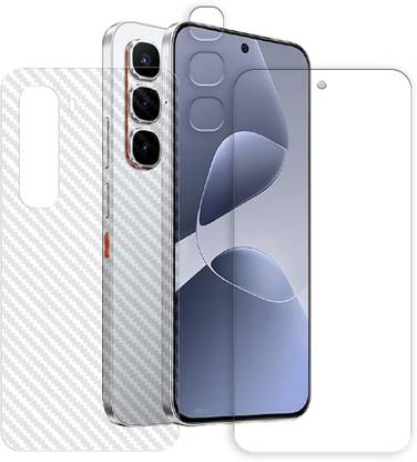 SOMTONE Front and Back Tempered Glass for Infinix Hot 60 Pro 4G Tempered Glass Screen Protector | Anti-Scratch | Edge to Edge Full Coverage | 9H Hardness (1 FRONT SCREEN GUARD + 1 BACK CARBON FIBER SKIN + 1 CAMERA LENS PROTECTOR)
