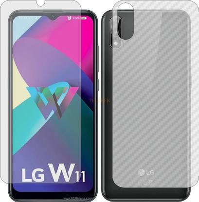 TELTREK Front and Back Tempered Glass for LG W11 (Front Matte Finish & Back 3d Carbon Fiber)
