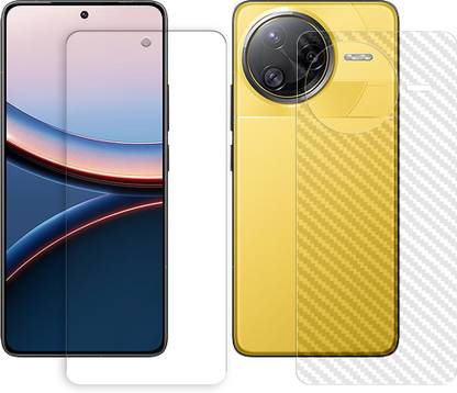 SOMTONE Front and Back Tempered Glass for Poco F7 Ultra 5G Tempered Glass Screen Protector | Anti-Scratch | Edge to Edge Full Coverage | 9H Hardness (1 FRONT TEMPERED GLASS PROTECTOR + 1 BACK CARBON FIBER SKIN)