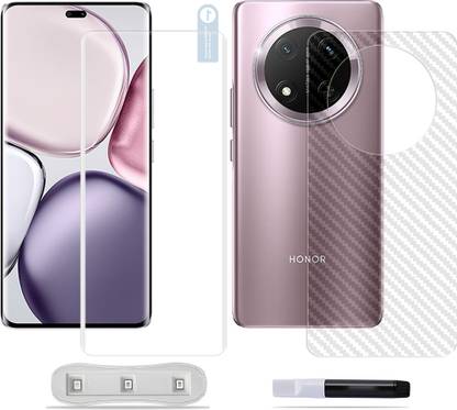 SOMTONE Front and Back Tempered Glass for Honor X9c 5G Tempered Glass Protector | Anti-Scratch | Edge to Edge Full Coverage | 9H Hardness (UV FRONT TEMPERED GLASS PROTECTOR + 1 BACK CARBON FIBER SCREEN GUARD)