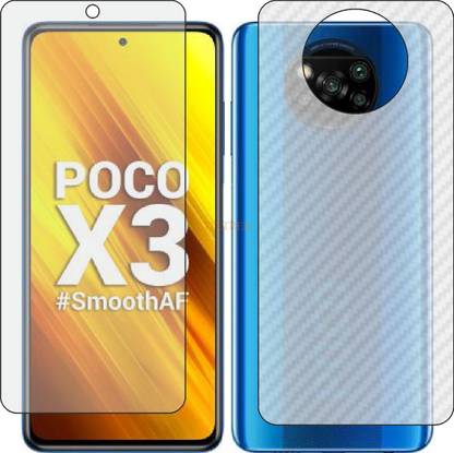 TELTREK Front and Back Tempered Glass for XIAOMI MI POCO X3 (Front Matte Finish & Back 3d Carbon Fiber)