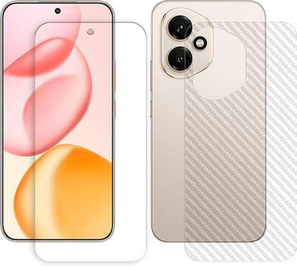 SOMTONE Front and Back Tempered Glass for Honor 400 5G Tempered Glass Screen Protector | Anti-Scratch | Edge to Edge Full Coverage | 9H Hardness (1 FRONT TEMPERED GLASS PROTECTOR + 1 BACK CARBON FIBER SKIN)