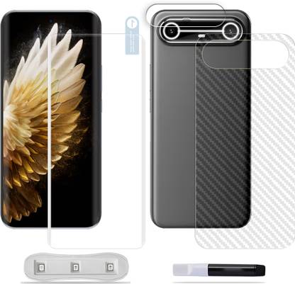 SOMTONE Front and Back Tempered Glass for Tecno Spark Slim 4G Tempered Glass Screen Protector | Edge to Edge Full Coverage ( 1 UV TEMPERED GLASS SCREEN PROTECTOR + 1 BACK CARBON FIBER SKIN + 1 CAMERA LENS PROTECTOR )