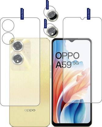 DESIBUZZ Front and Back Tempered Glass for OPPO A59 5G, (Flexible), camera lens