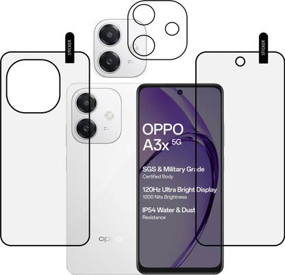 MOBKAVACH Front and Back Tempered Glass for OPPO A3X 5G WITH CAMERA LENS PROTECTOR