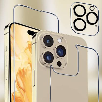 VOLMERE Front and Back Tempered Glass for Apple iPhone 14 Pro Full Body Protection ( 3 in 1 ) Screen Protector)