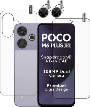 GARUDA GLASS Front and Back Tempered Glass for POCO M6 Plus 5G with camera lens protector