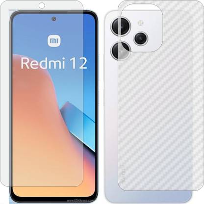 MOBART Front and Back Tempered Glass for Xiaomi Redmi 12 23053RN02A (Matte Front & Carbon Fiber Skin for Back)