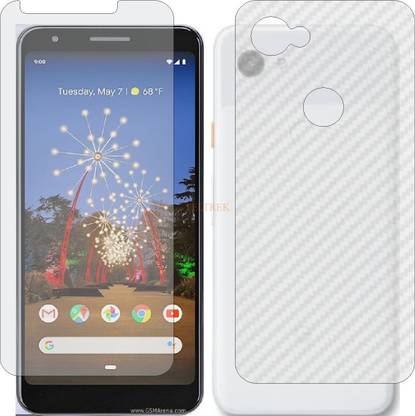 TELTREK Front and Back Tempered Glass for GOOGLE PIXEL 3A (Front Matte Finish & Back 3d Carbon Fiber)