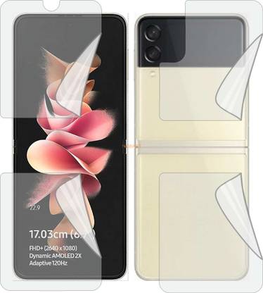 MOBART Front and Back Tempered Glass for SAMSUNG Z FLIP 3 (Edge To Edge TPU, Full Coverage)