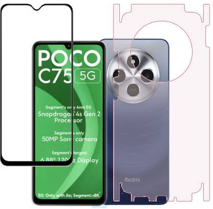 ECMERED Front and Back Tempered Glass for Poco C75 5g, Poco C75