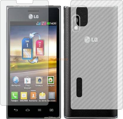 TELTREK Front and Back Tempered Glass for LG OPTIMUS L5 DUAL E615 (Front Matte Finish & Back 3d Carbon Fiber)