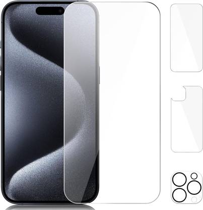 CASELIA Front and Back Tempered Glass for iPhone 15 Pro, iPhone 15 Pro Camera lens protector