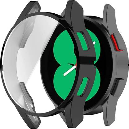 TSHIENTT Front and Back Tempered Glass for Samsung Galaxy Watch 6/5/4 44mm, Case for All Around Coverage, Cover for Galaxy Watch 6/5/4 Smartwatch 44mm Premium PC Hard Thin Cover (Black) (HARD CASE) [WITH GLASS SCREEN]