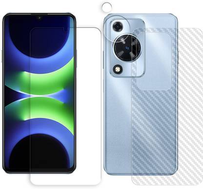 ARBAN Front and Back Tempered Glass for Huawei Nova Y63 4G Tempered Glass Screen Protector | Anti-Scratch | Edge to Edge Full Coverage | 9H Hardness (1 FRONT SCREEN GUARD + 1 BACK CARBON FIBER SKIN + 1 CAMERA LENS PROTECTOR)