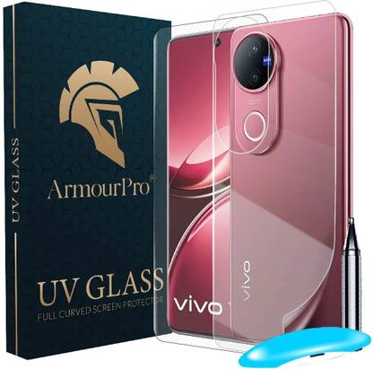ArmourPro Front and Back Tempered Glass for vivo V50 5G, vivo V50 5G, Vivo V50e 5G, UV Tempered Glass with Matte Back Nano Fiber Guard