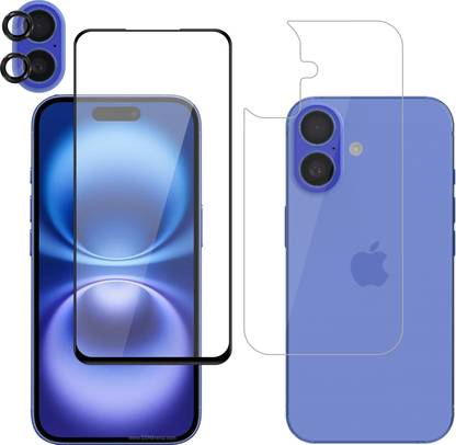 Vatsin Front and Back Tempered Glass for Apple iPhone 16, Apple iPhone 16 [With Rear Camera Lens Guard]