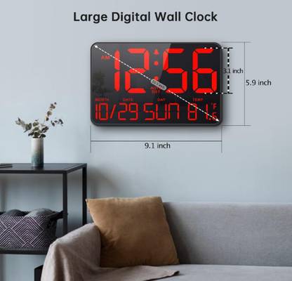 TIMEZONE Nano Glass for Display Digital Wall Calendar Clock with Date Day of Week, Alarm .Clock