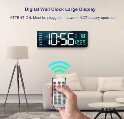 TIMEZONE Nano Glass for Digital Alarm Clock Wall Table Clock Large Display Digital Clock with Remote Control