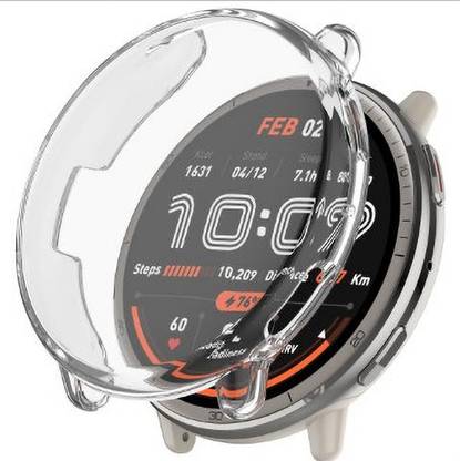 KAZUKI Screen Guard for Amazfit Active 2 A2437 Electroplated TPU Full Coverage Watch Protective Case (Clear)