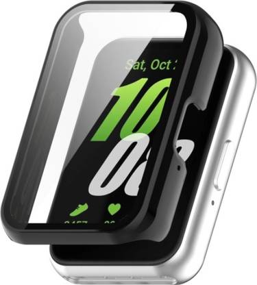 KAZUKI Screen Guard for Samsung Galaxy Fit 3 SM-R390 PC + Tempered Glass Film Integrated Watch Protective Case (Black)