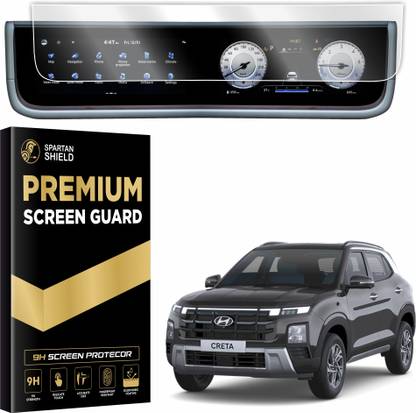 spartan shield Screen Guard for NEW HYUNDAI CRETA 2024 FACELIFT || DUAL FULL TOUCHSCREEN INFOTAINMENT Display Protector || Creta Car Music System Accessory [Not Tempered Glass] (SX SX(Tech) SX(O))