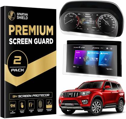 spartan shield Screen Guard for MAHINDRA SCORPIO N 2022-Running || INFOTAINMENT SYSTEM 8 INCH & INSTRUMENT CLUSTER Protector || Car TouchScreen Display Accessories ScorpioN [Not Tempered Glass] (2xScreenCombo)