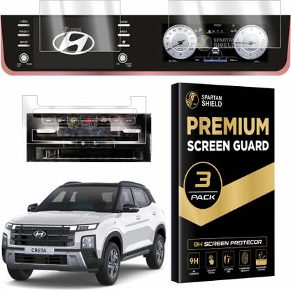 spartan shield Screen Guard for HYUNDAI CRETA 2024 FACELIFT || 8 Inch INFOTAINMENT + 10.25 DIGITAL INSTRUMENT CLUSTER + AC Panel Protector | S SO Optional | Anti Scratch Car Display Accessories [Not Tempered Glass]