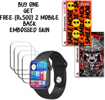 SOMTONE Screen Guard for i8 Pro Max SmartWatch Series 8 44mm WITH FREE 500 RUPEES 2 3D EMBOSSED SKIN FOR MOBILE BACK S172