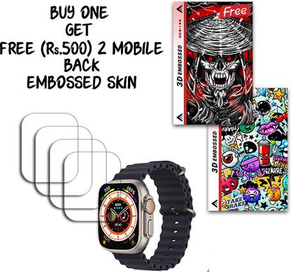 SOMTONE Screen Guard for T800 Ultra Seris 8 SmartWatch 49mm WITH FREE 500 RUPEES 2 3D EMBOSSED SKIN FOR MOBILE BACK S124