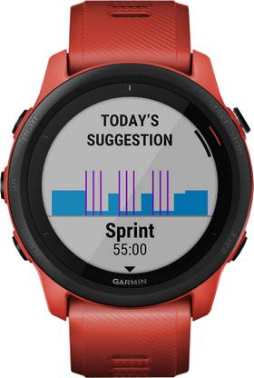 HEPOCH Screen Guard for GARMIN Forerunner 745 Smartwatch with Bluetooth Calling (30.4mm Display, 5ATM Water Rating, Magma Red Strap)