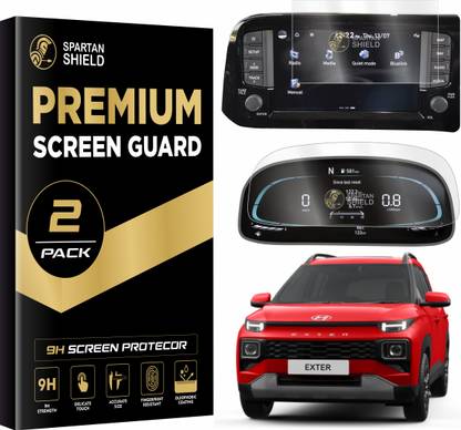 spartan shield Screen Guard for HYUNDAI EXTER | GPS INFOTAINMENT SYSTEM [ 8 INCH ]& INSTRUMENT CLUSTER MID Protector | Xter S SX SXO Music Stereo Car Display Accessories [Not Tempered Glass]