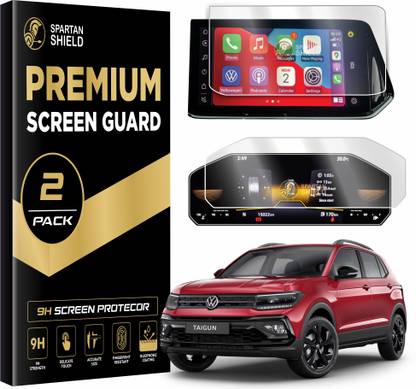 spartan shield Screen Guard for VOLKSWAGEN TAIGUN 2022-Running || INFOTAINMENT 10.1 INCH + DIGITAL INSTRUMENT CLUSTER Protector COMBO | TOPLINE GT GT+ | VW Taigun Car Display Accessories 2025 [Not Tempered Glass]