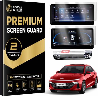 spartan shield Screen Guard for HYUNDAI VERNA 2023 SX(O) Infotainment System (10.25" Inch) & Digital Instrument Cluster Guard GPS System [Not Tempered Glass] (10.25 Inch Combo)