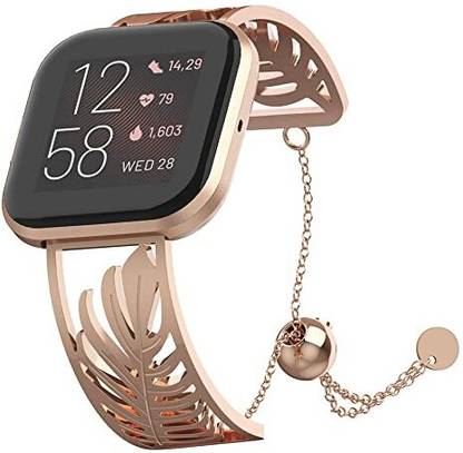 Preyansh Screen Guard for The Strap is Compatible with Fitbit Versa Fitbit Versa 2 Versa Lite, Leaf-Shaped Stainless Steel